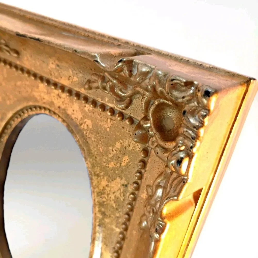 Large Gold Gallery Frame, Wall or Table Mount, 7 photo slots, 15x12